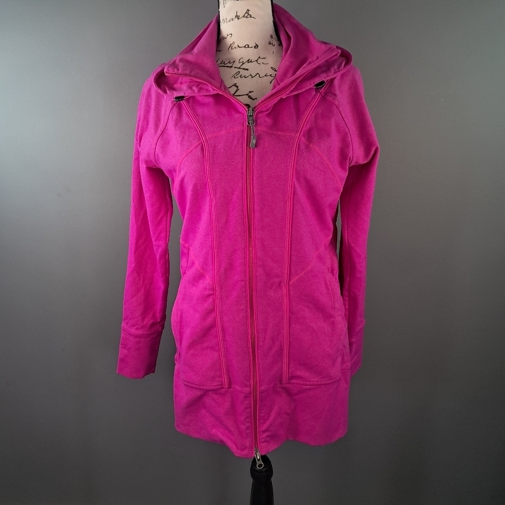 Athleta Rishi Yoga Pink Zip Up Sweatshirt Jacket Hoodie Hot Pink Size Small